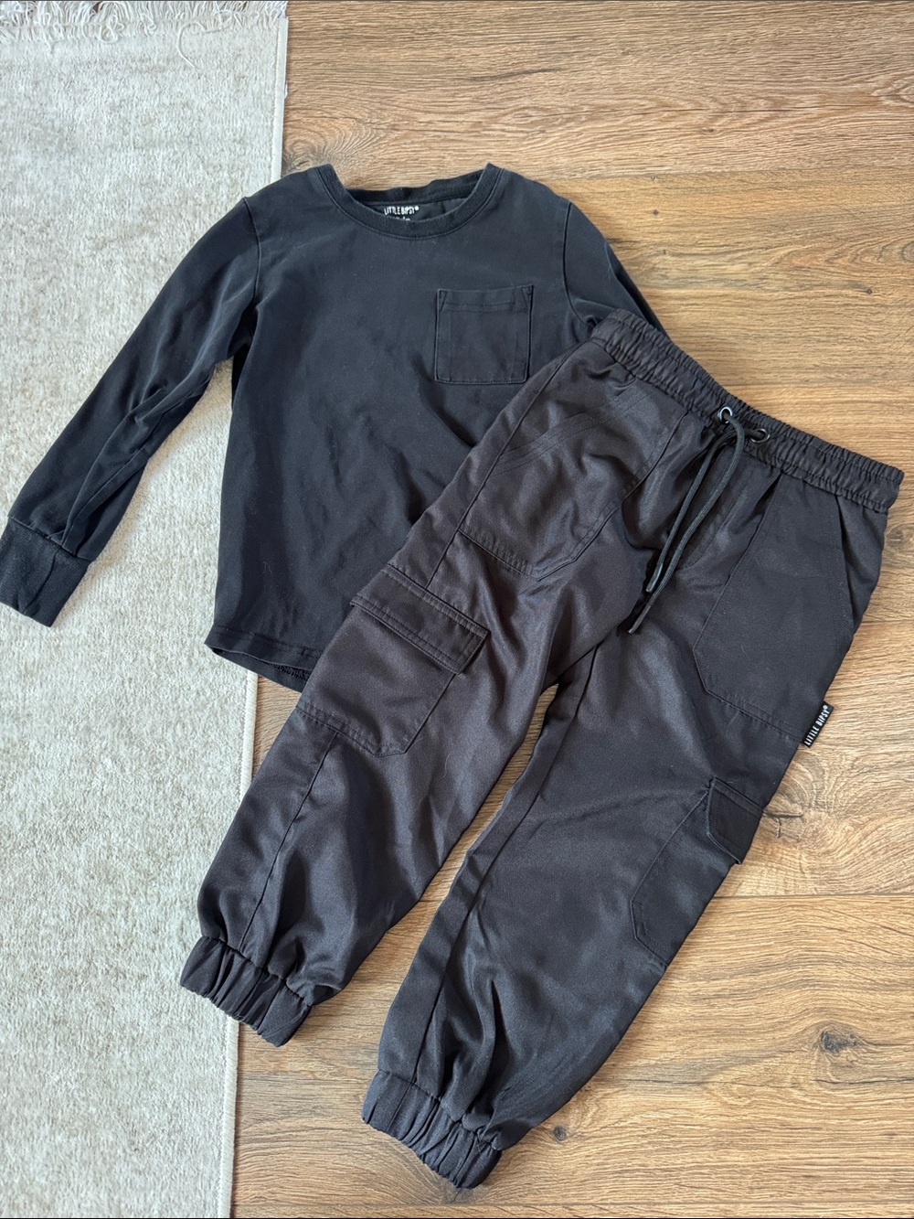LOT Little Bipsy Black Long Sleeve Shirt and Cargo Jogger Pants